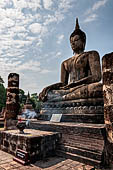 Thailand, Old Sukhothai - Wat Mahathat, detail of the Buddha statue of the bot. 